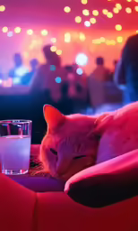 a cat resting on top of an ottoman with its head on the arm rest