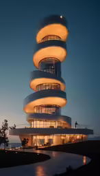 the architecture of the modern building is white