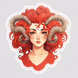 a drawing of a red demon with horns