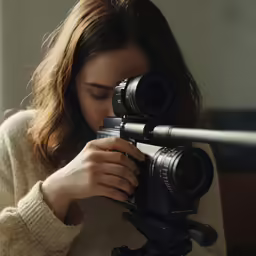 a woman taking a photo with her canon