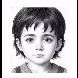 a little boy with very big eyes and a funny expression