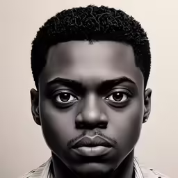 an african american male with a shaved back and short hair