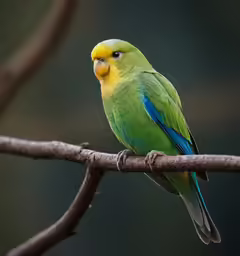 a parrot is sitting on a branch looking at the camera