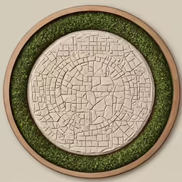 a decorative plate with grass and moss