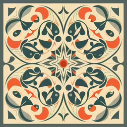 an art nouveau pattern with birds and leaves on beige