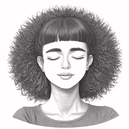 a drawing of a woman with her eyes closed