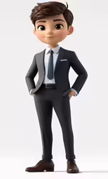 a small toy figure in a suit posing for the camera
