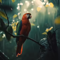 a bird is perched on a tree branch