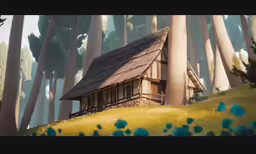 an image of a tree house near some trees