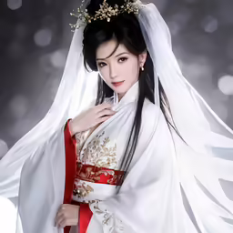 an oriental woman is dressed in traditional chinese costume