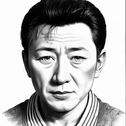 a close up of a person wearing a striped sweater