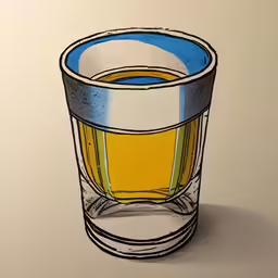 a drawing of an empty cup containing only oil and tea