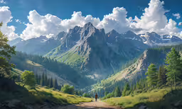 a dirt road going to the top of some mountains