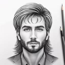 a man with a beard is drawn on paper