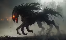 a giant creature that is running in the air