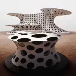 sculpture on a round platform in front of a building