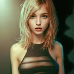 a very attractive young blond woman with a sexy top