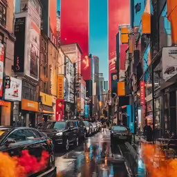 a city street with cars parked in front of tall buildings