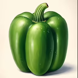 an illustration of three green peppers on a white background