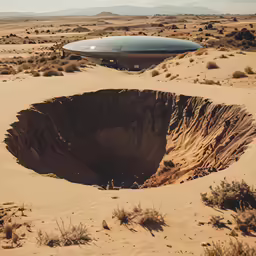 an object in the middle of a desert