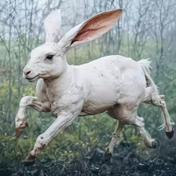 a large white animal jumping in the air