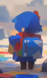there is a child holding an umbrella walking through the rain