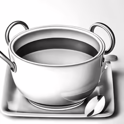 a soup bowl and spoon is on a square plate