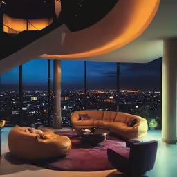 a room with high ceilings has a nice view