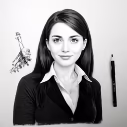 woman standing next to pen and drawing a sketch of a tower