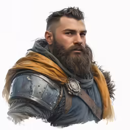 a digital drawing of a bearded man in armor