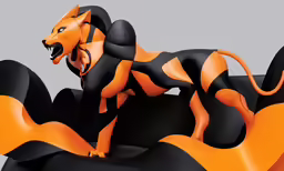 a black and orange abstract art object with tiger