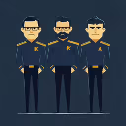 an animated avatar with two men in uniform