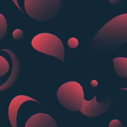 a blue background with red circles and a black background