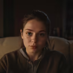 a person with a camera near by on a couch