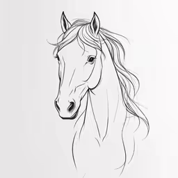a horse drawing by hand with black and white lines