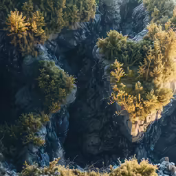 a view of some very pretty trees and rocks