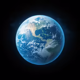 the blue planet in space during a sunny day