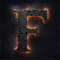 a fire letter is depicted in a black background