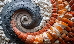 the spiral shape is made up of different colored slices