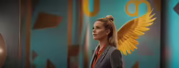 an artistic painting of a woman with wings