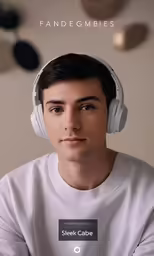 a man sitting with headphones on his ears