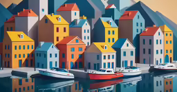 many houses and boats sitting on the water