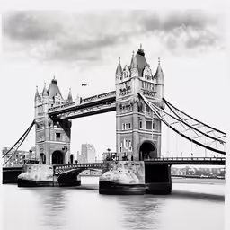 a bridge spanning over water into a city