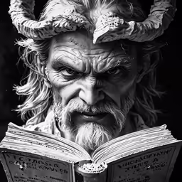 a very strange looking man is reading a book