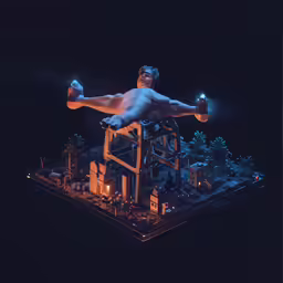 a man doing a naked body on top of a large building