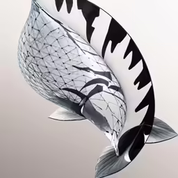 a fish shaped bowl hanging from the side