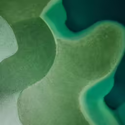 top view of a large lake with land and water