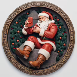 a christmas picture with a santa clause holding a book