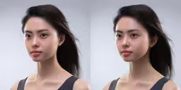 an animation image of an attractive young girl,a female model with a hairline and a black tank top