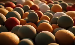a collection of many different colored eggs